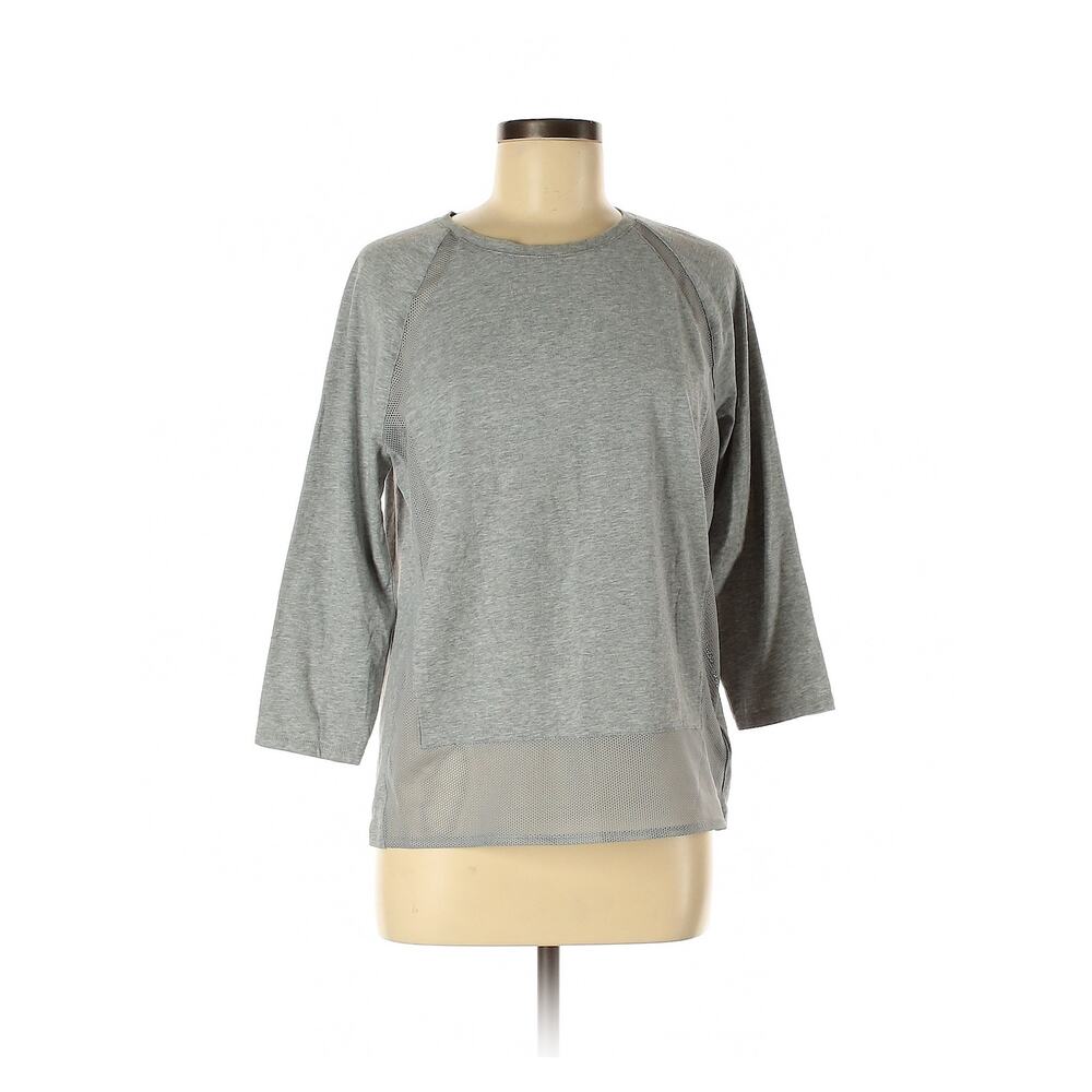 MICHAEL KORS Light Gray Long Sleeve Activewear Mesh Top - Size Medium